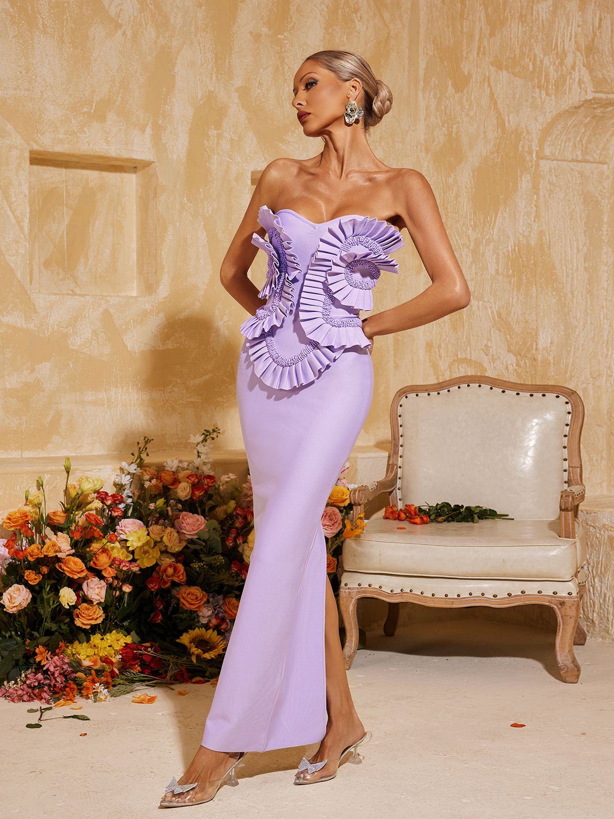 Flowering Girl Women Petulah Strapless Ruched Bandage Maxi Dress