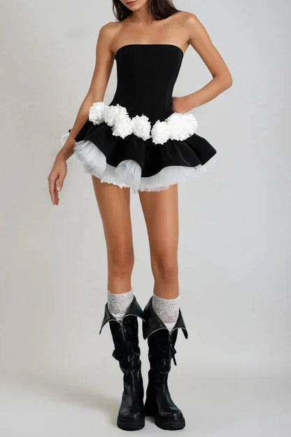 Archer Floral Strapless Mini Dress & Shorts Set