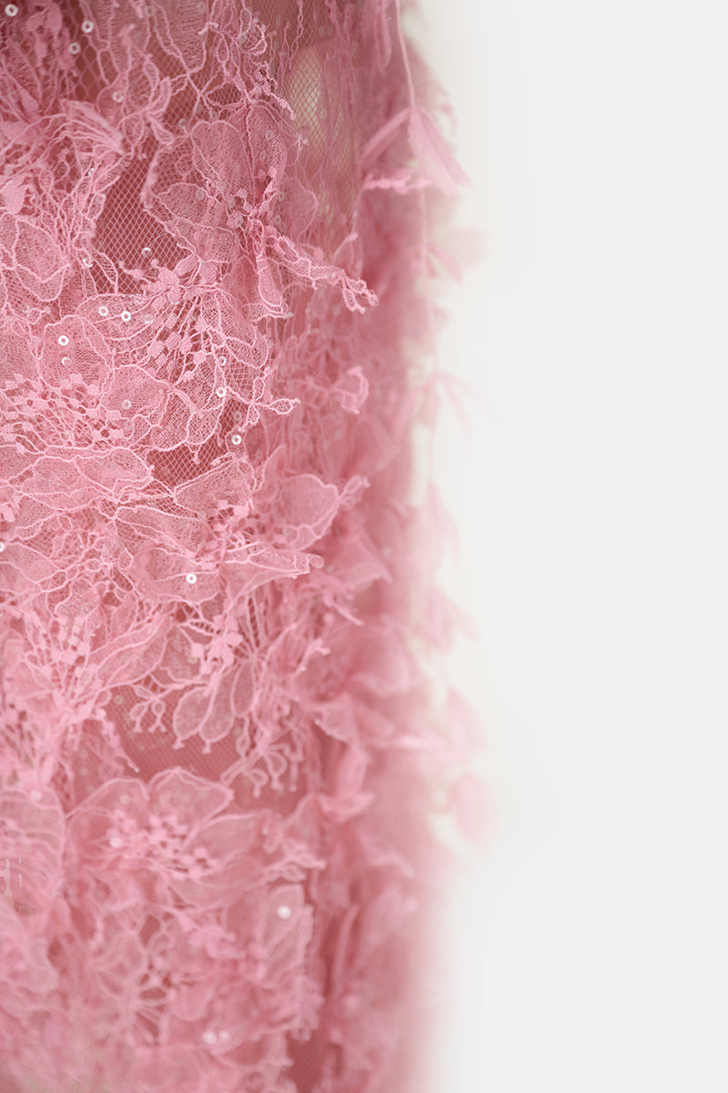 Flowering Girl Women PINK BEADED LACE PENCIL MIDI DRESS