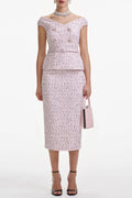 Flowering Girl Women Pink Boucle Pearl Midi Dress