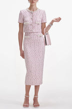 Flowering Girl Women Pink Boucle Pearl Top