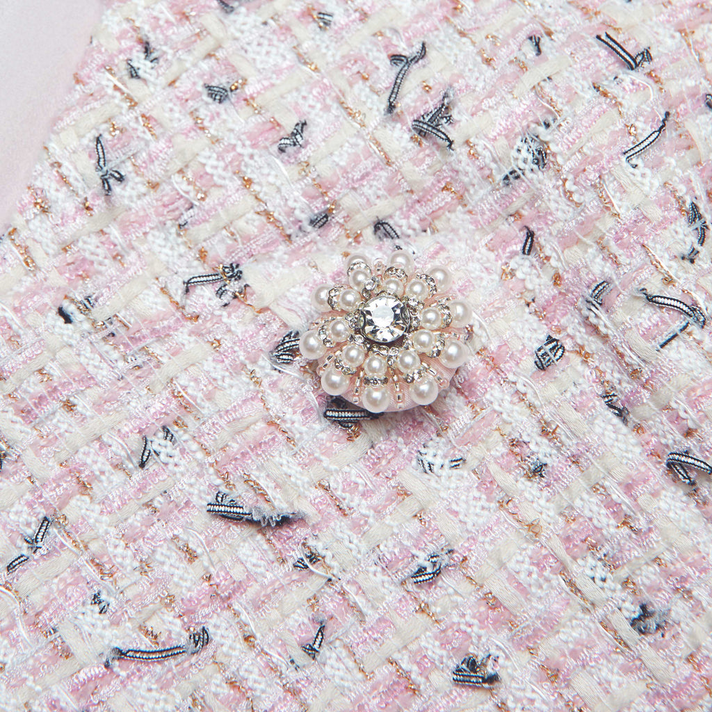 Flowering Girl Women Pink Boucle Pearl Top