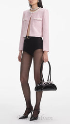 Flowering Girl Women Pink Boucle Pearl Trim Jacket