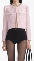 Flowering Girl Women Pink Boucle Pearl Trim Jacket