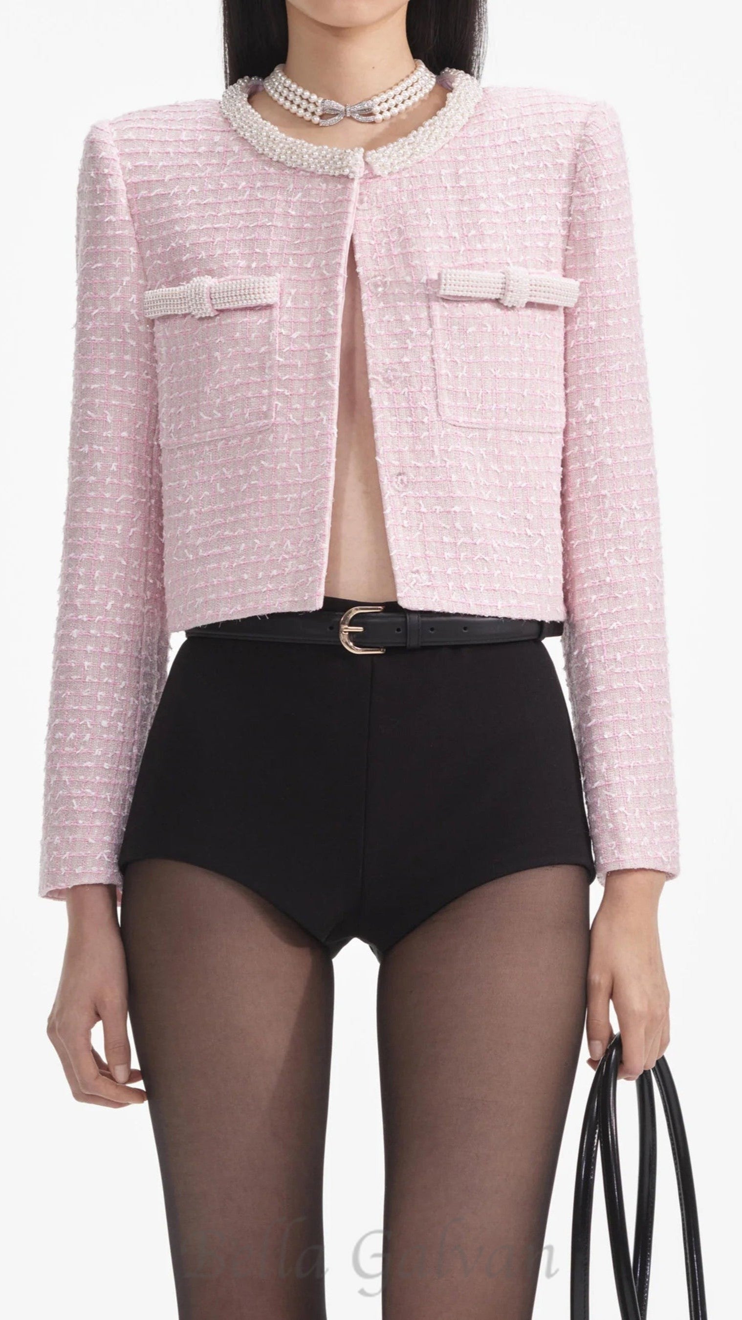 Flowering Girl Women Pink Boucle Pearl Trim Jacket
