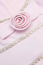 Flowering Girl Women Pink Crepe Crystal Trim Maxi Dress
