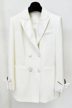 Flowering Girl Women Crystal Bow-Detail Blazer Dress