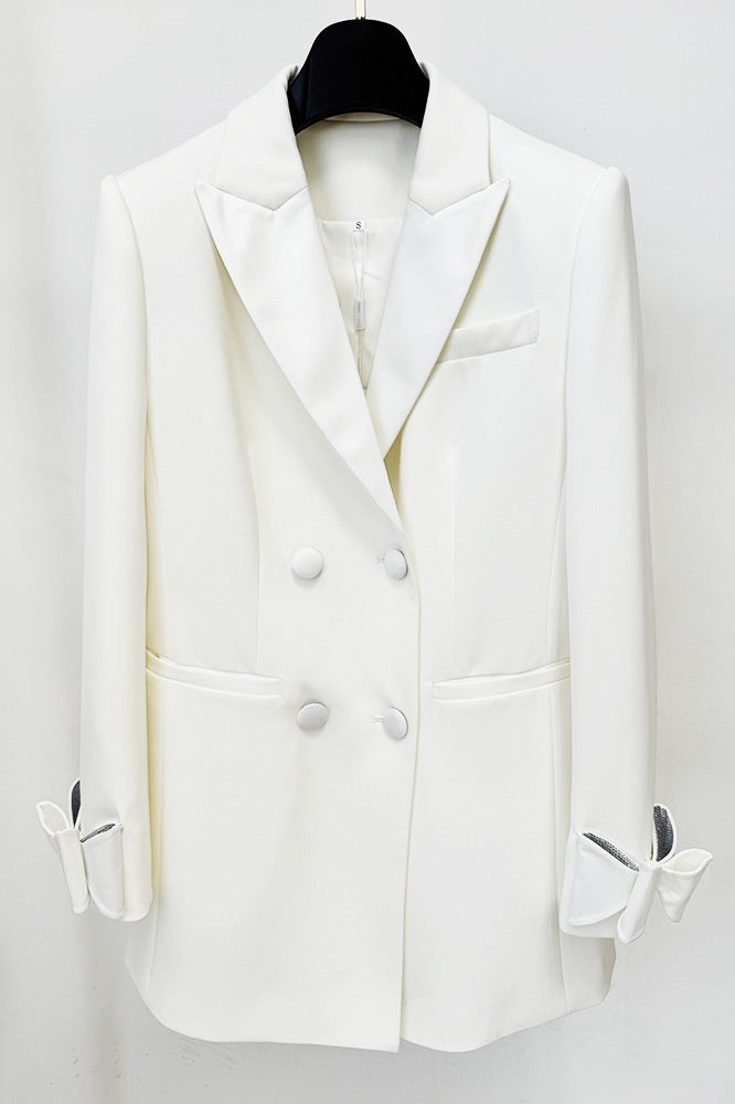 Flowering Girl Women Crystal Bow-Detail Blazer Dress