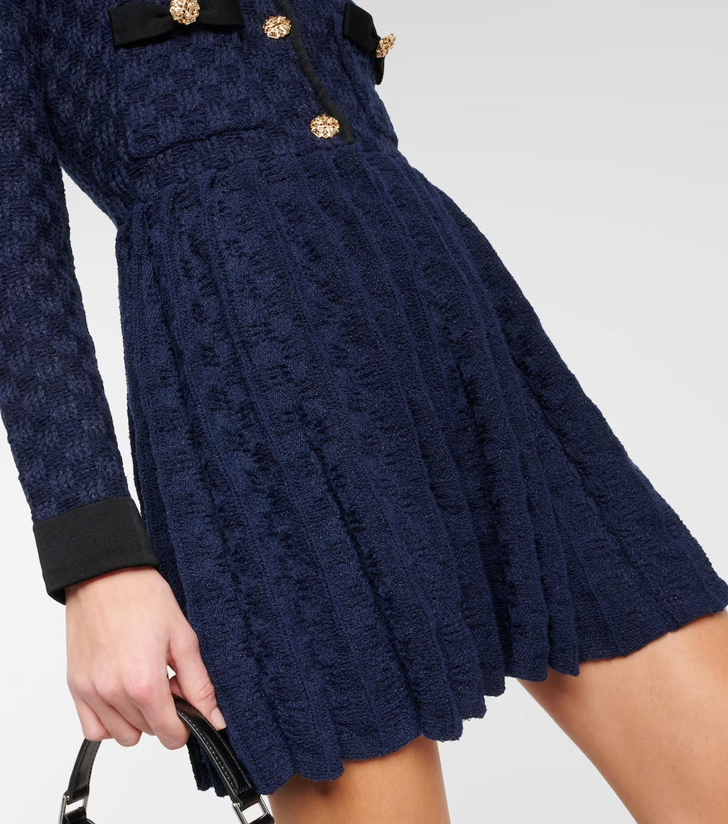 Flowering Girl Women Navy Weave Knit Mini Dress