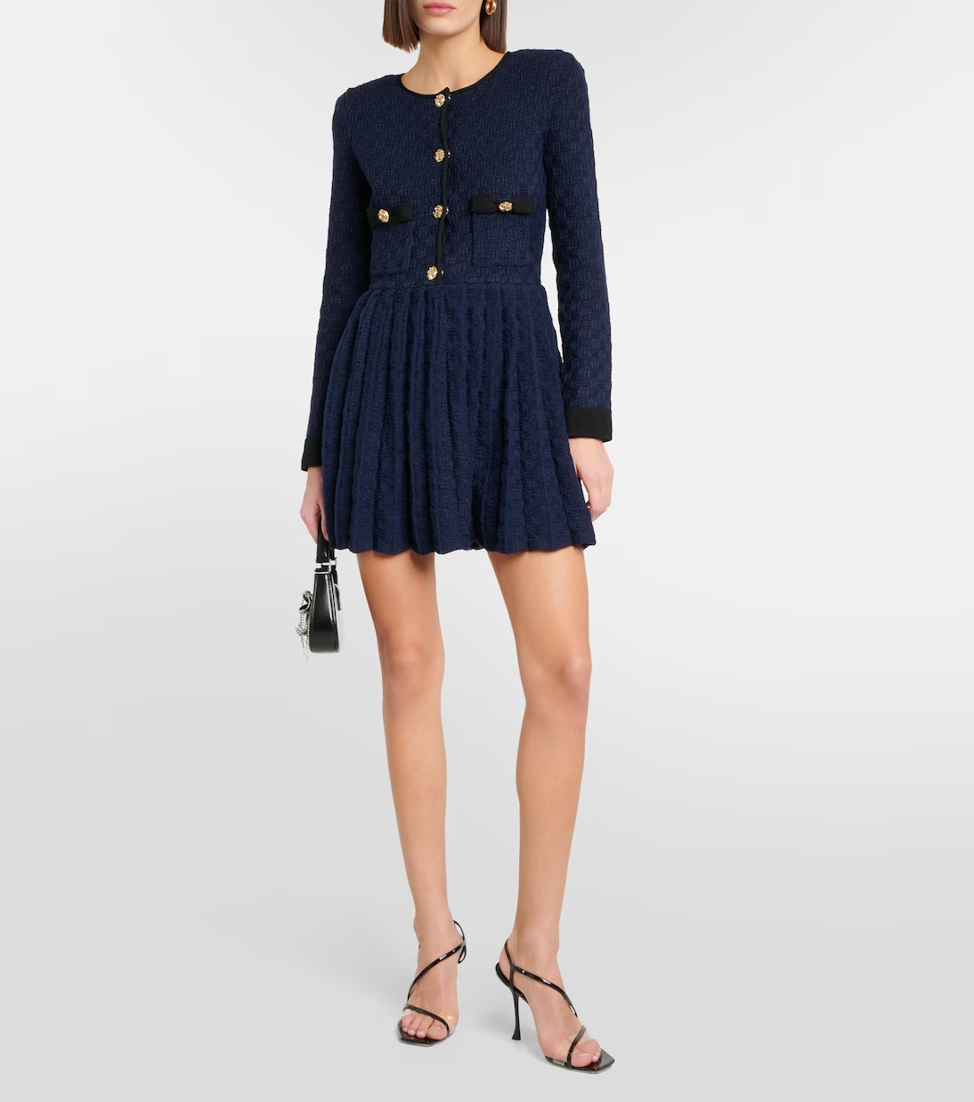 Flowering Girl Women Navy Weave Knit Mini Dress