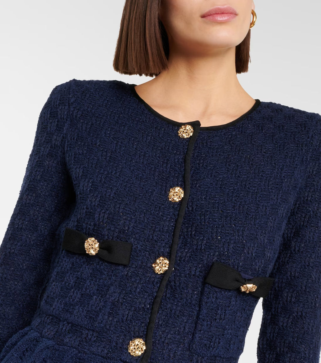 Flowering Girl Women Navy Weave Knit Mini Dress