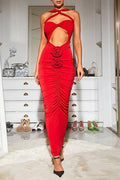 Flowering Girl Women Pomeline Rose Bodycon Maxi Dress In Red