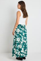 Flowering Girl Women Affinity Forest Floral Shirred Back Tiered Maxi Skirt