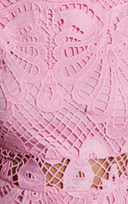 Long Puff Sleeve Lace Mini Dress