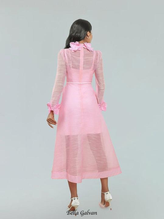Flowering Girl Women vicky flower embellished lace midi dress in pink