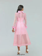 Flowering Girl Women vicky flower embellished lace midi dress in pink