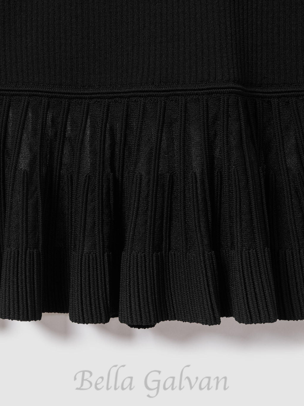 Flowering Girl Women knitted sheer flared mini dress in black