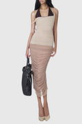 Flowering Girl Women Mesh Ruched Midi Dress