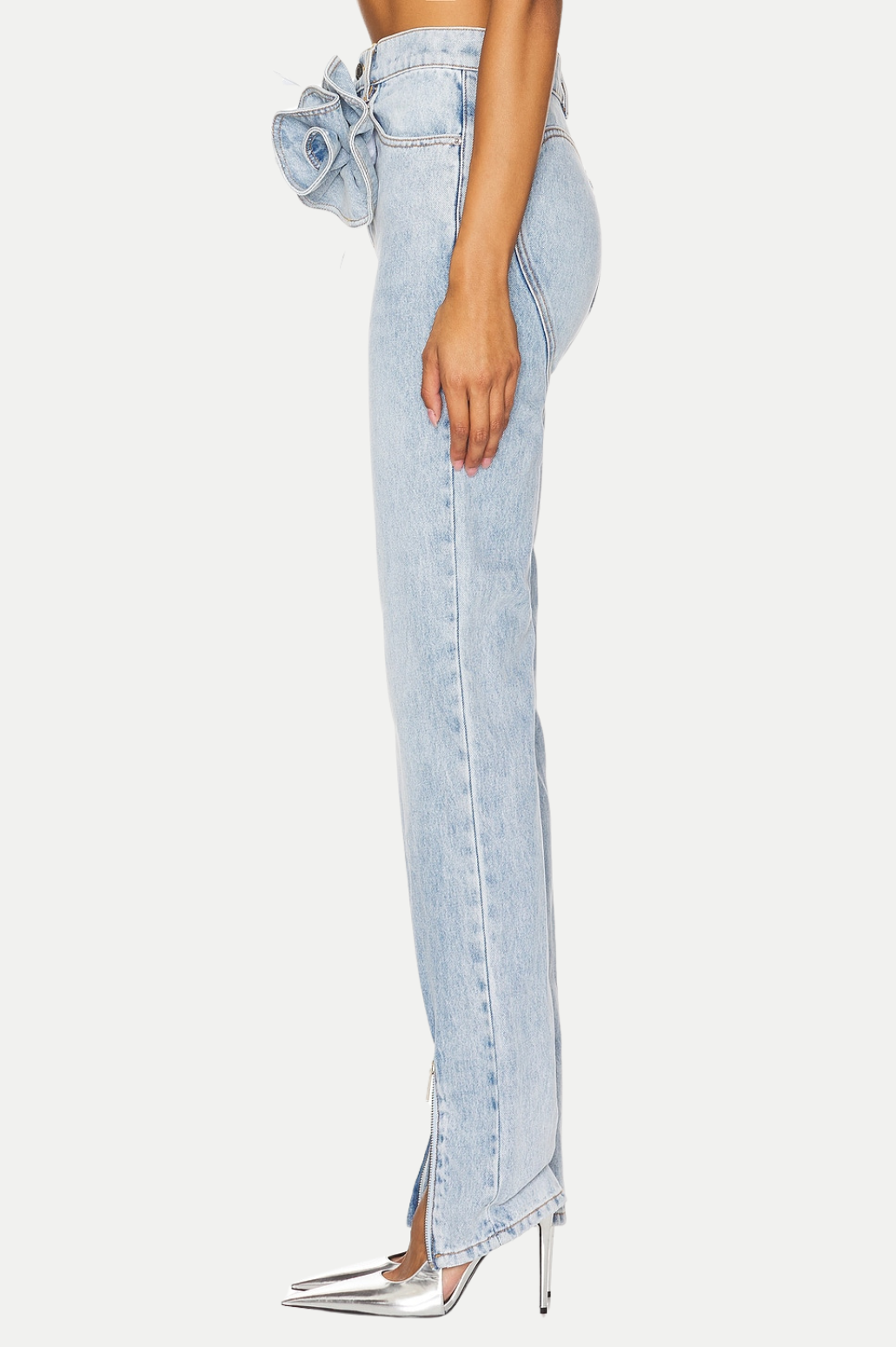 Flowering Girl Women Quinta Floral Zip-Hem Skinny Jeans in pale blue