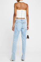 Flowering Girl Women Quinta Floral Zip-Hem Skinny Jeans in pale blue