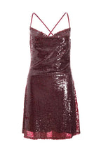 Flowering Girl Women Wine Sequin Mini Dress