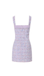 Flowering Girl Women Bowtie Tweed Mini Dress In Lavender