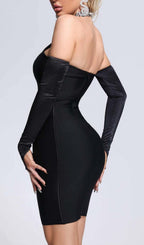 Flowering Girl Women Rhinestone Halter Bandage Midi Dress In Black