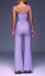 Flowering Girl Women RHINESTONE STRAP JUMPSUIT IN PURPLE