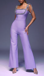 Flowering Girl Women RHINESTONE STRAP JUMPSUIT IN PURPLE