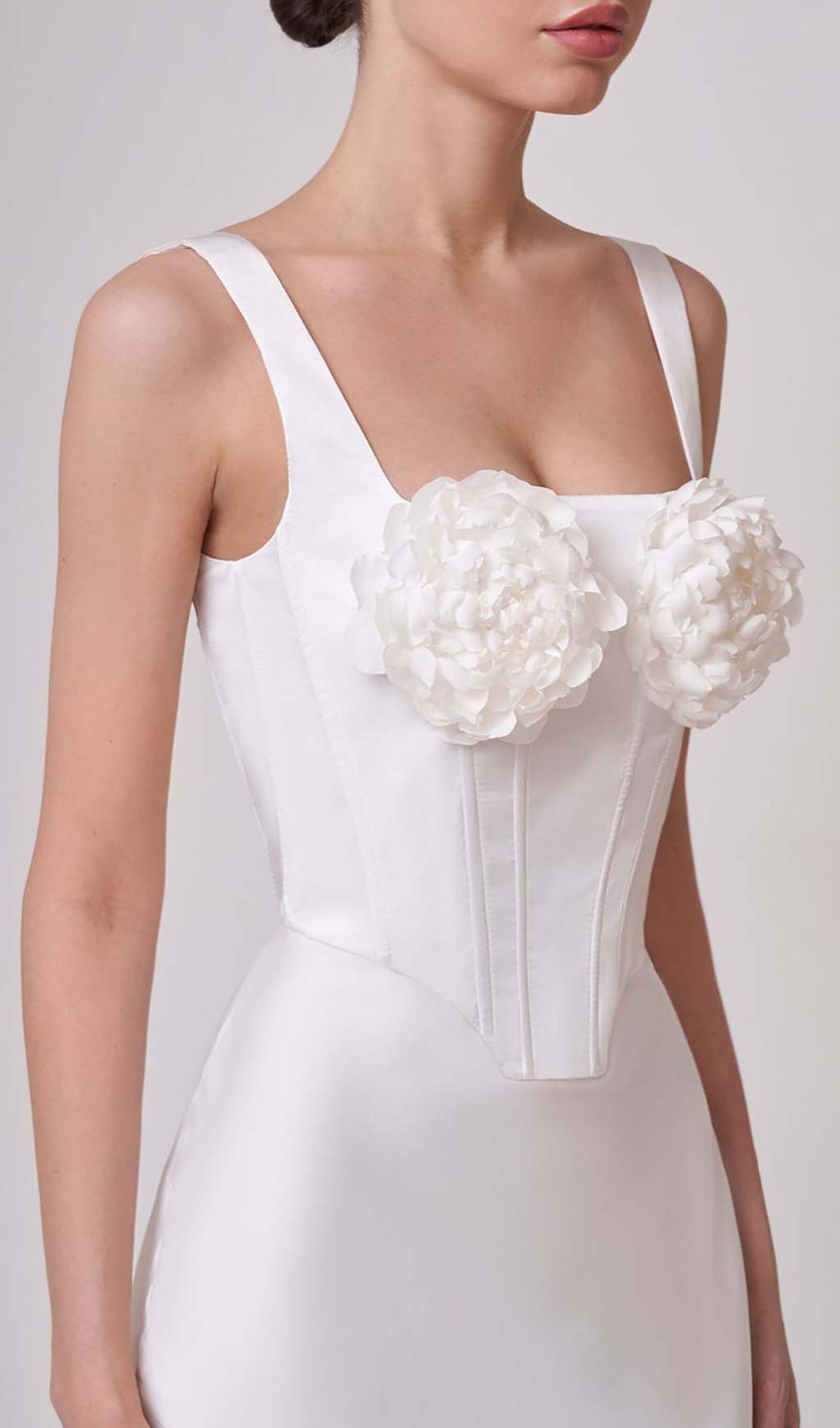 Flowering Girl Women Roses Embelished Corset Two Pieces Set