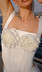 Flowering Girl Women Roses Embelished Corset Two Pieces Set