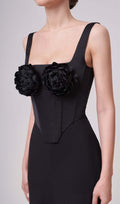 Flowering Girl Women Roses Embelished Corset Two Pieces Set