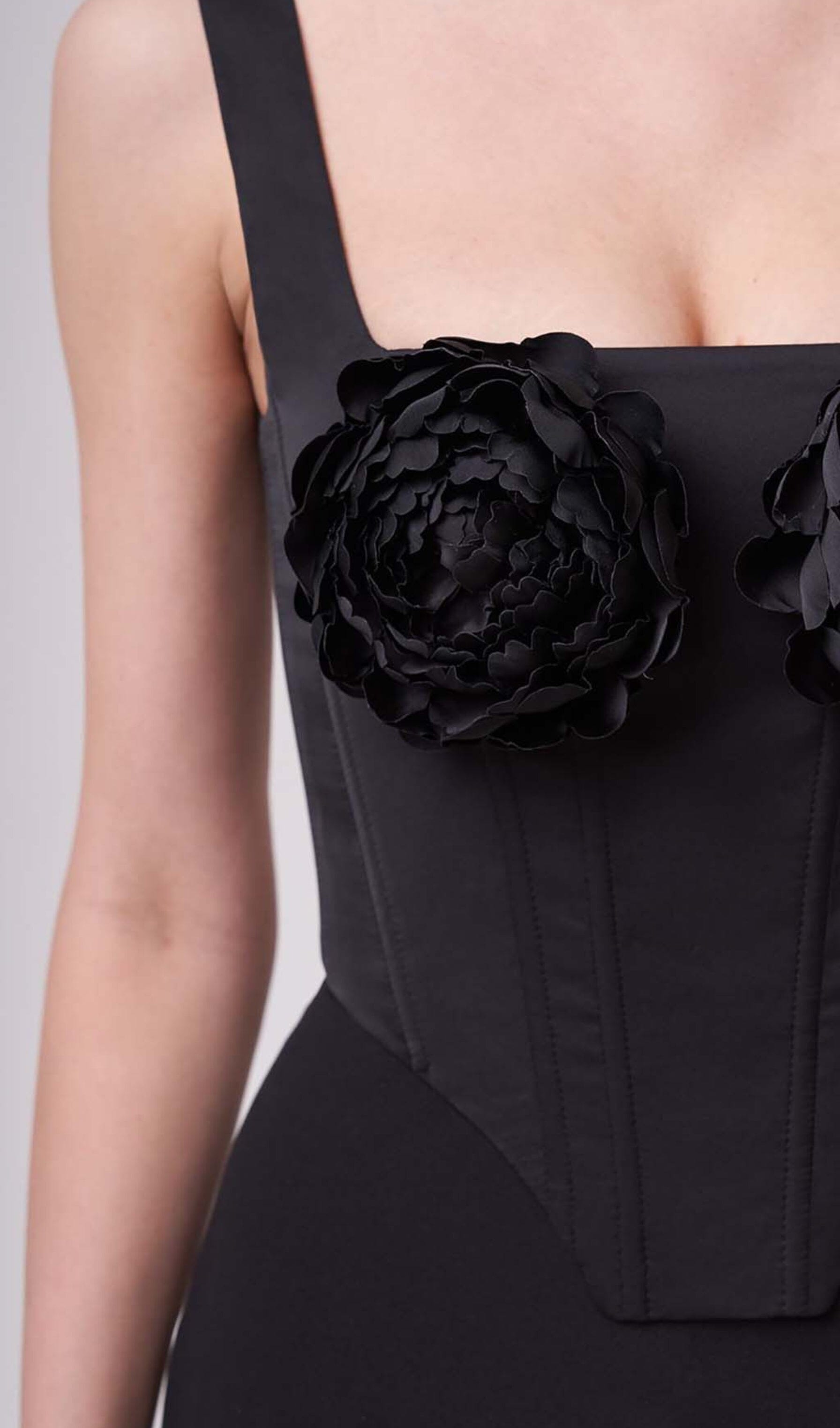 Flowering Girl Women Roses Embelished Corset Two Pieces Set