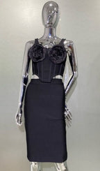 Flowering Girl Women Roses Embelished Corset Two Pieces Set