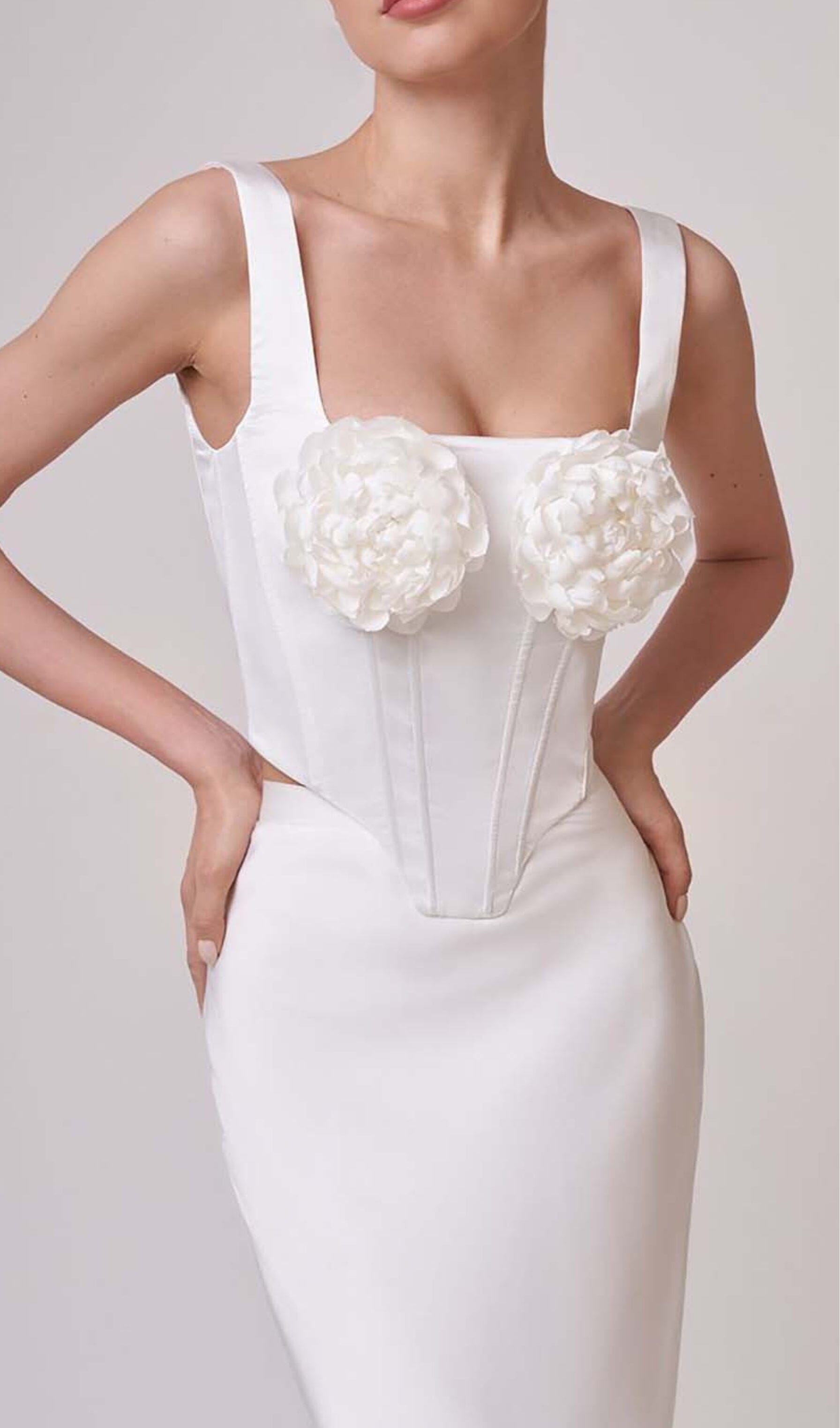 Flowering Girl Women Roses Embelished Corset Two Pieces Set