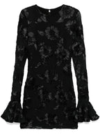 Floral-Embroidered Mesh Mini Dress In Black
