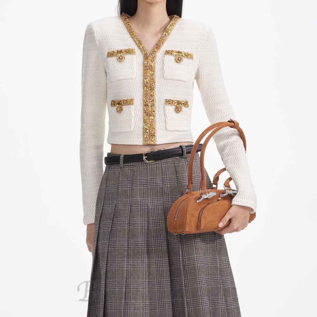 Flowering Girl Women cream lurex knit cardigan