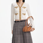 Flowering Girl Women cream lurex knit cardigan