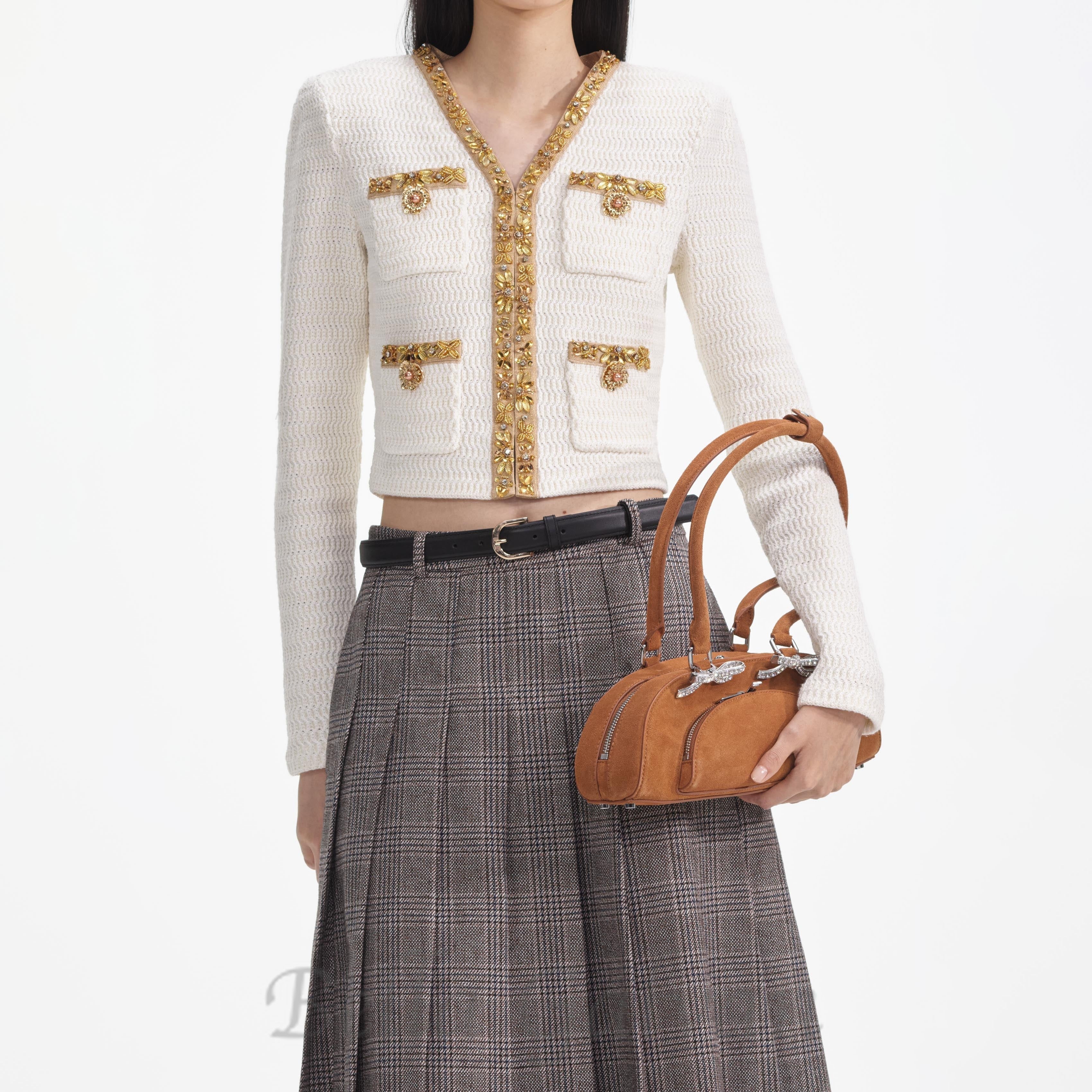 Flowering Girl Women cream lurex knit cardigan