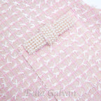 Flowering Girl Women boucle pearl trim mini dress in pink