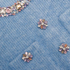 kimberley rhinestone Peplum Knit Midi Dress in blue