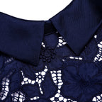 zenobia navy blue Guipure Lace hollow Midi Dress