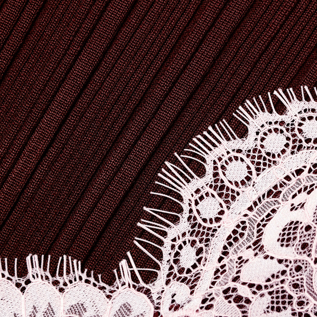 apphia Brown Contrast Lace Knit Midi Dress