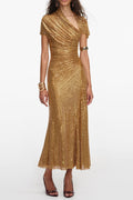 kimberley Gold Rhinestone Drape cutout Maxi Dress