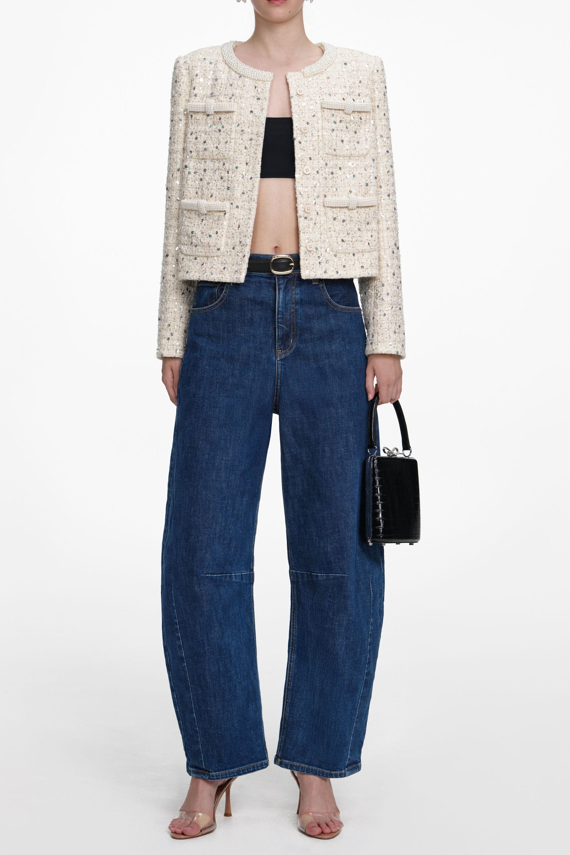 Lillian Cream Embellished Boucle Jacket