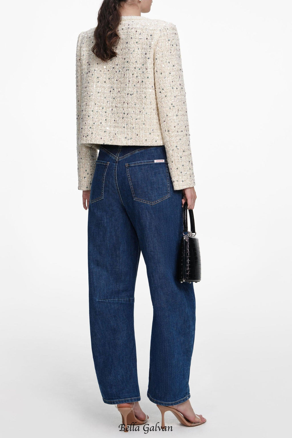 lillian Cream Embellished Boucle Jacket