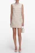 lillian Cream Embellished Boucle Mini Dress