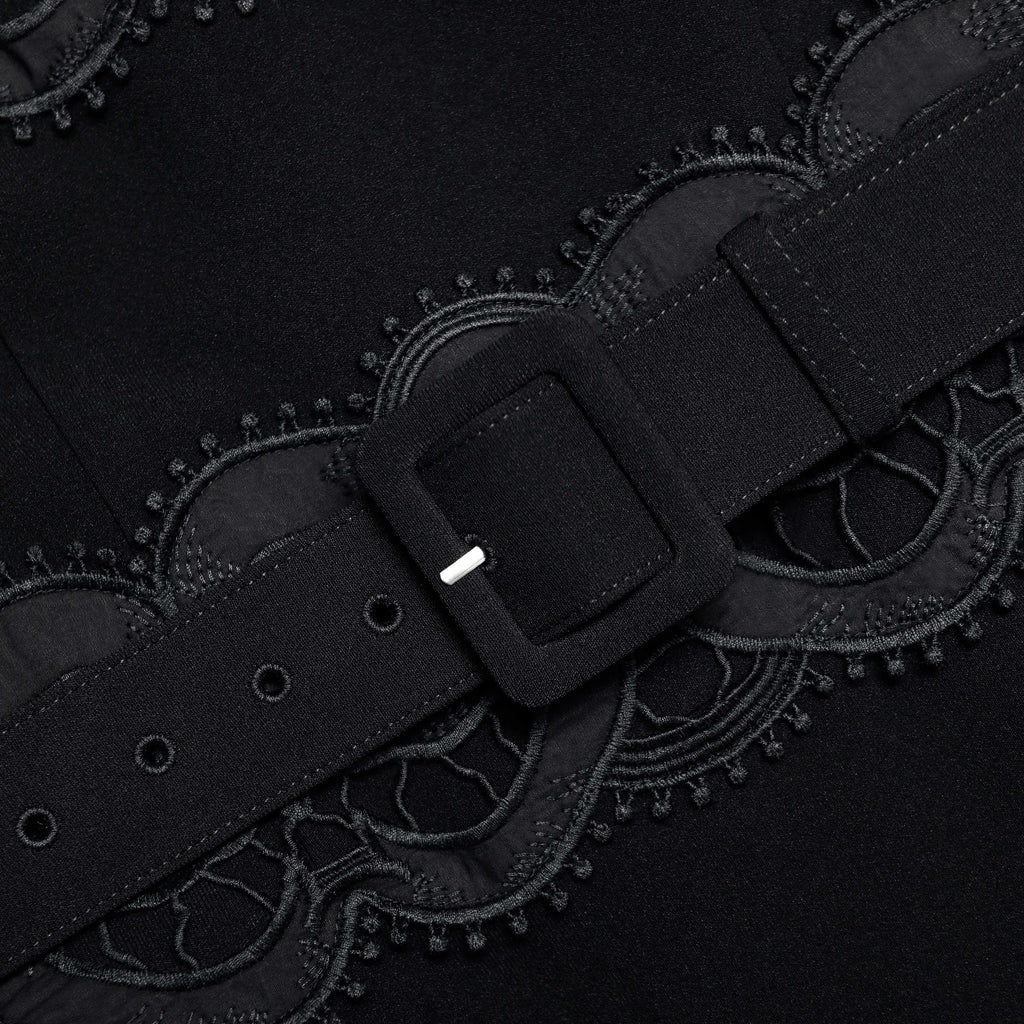 rae Black Crepe Midi Dress
