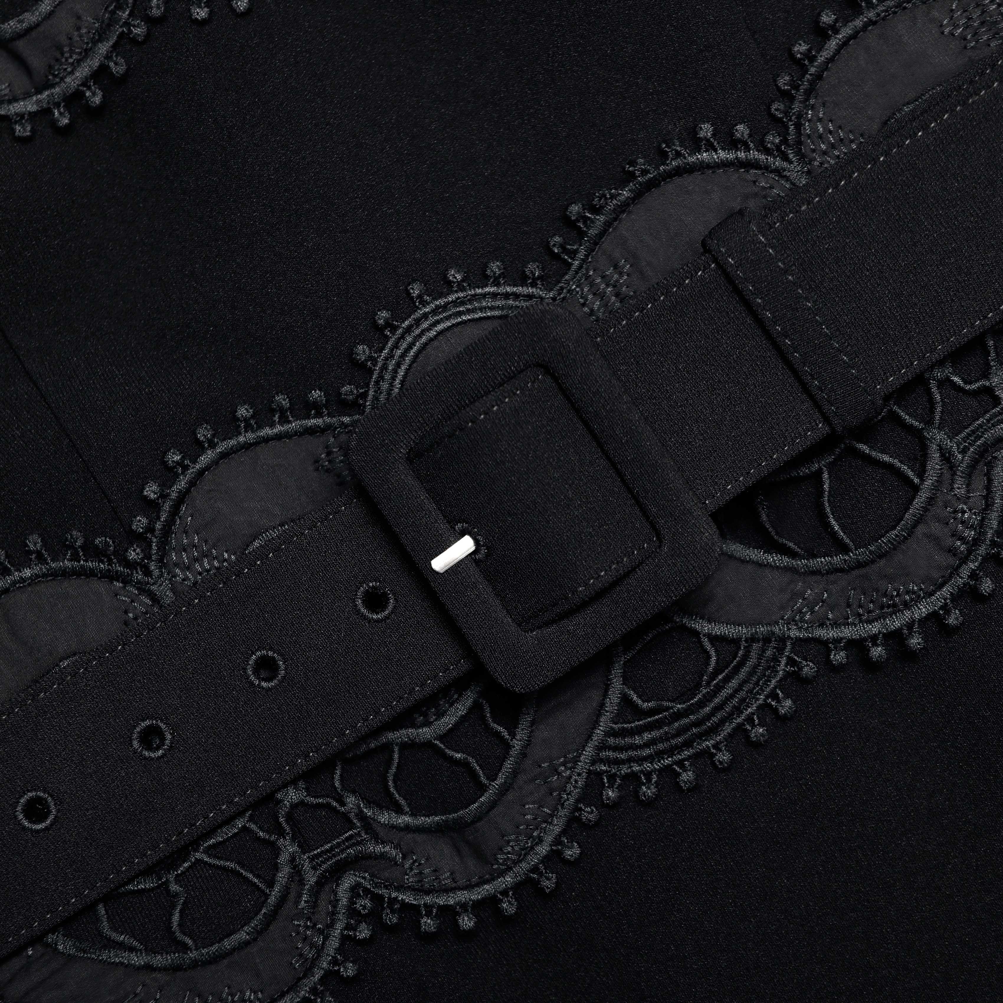 rae Black Crepe Midi Dress