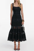 rae Black Crepe Midi Dress